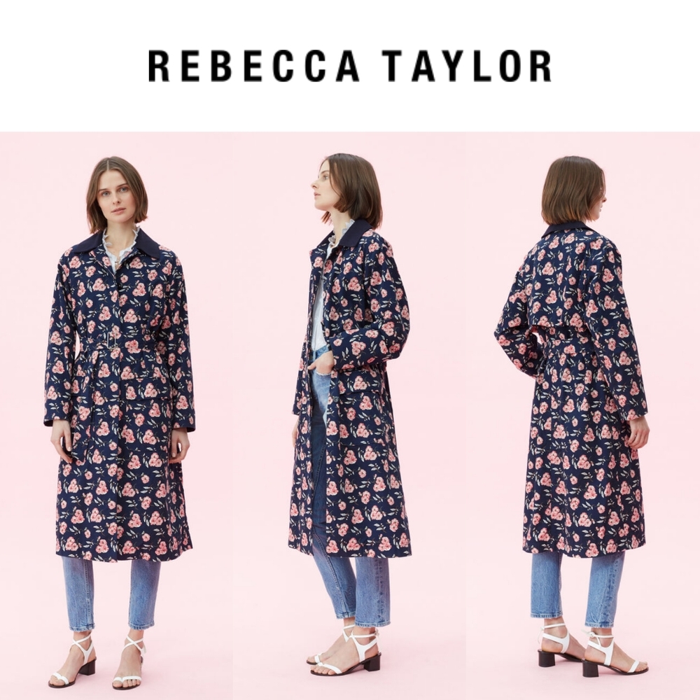 LA Vie by Rebecca Taylor Adelle Floral Trench coat XS/S NEW With Tag